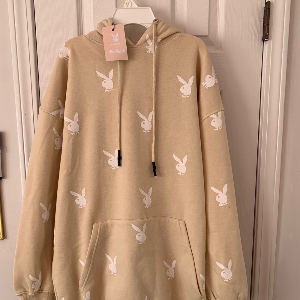 BRAND NEW playboy tan oversized hoodie ;)